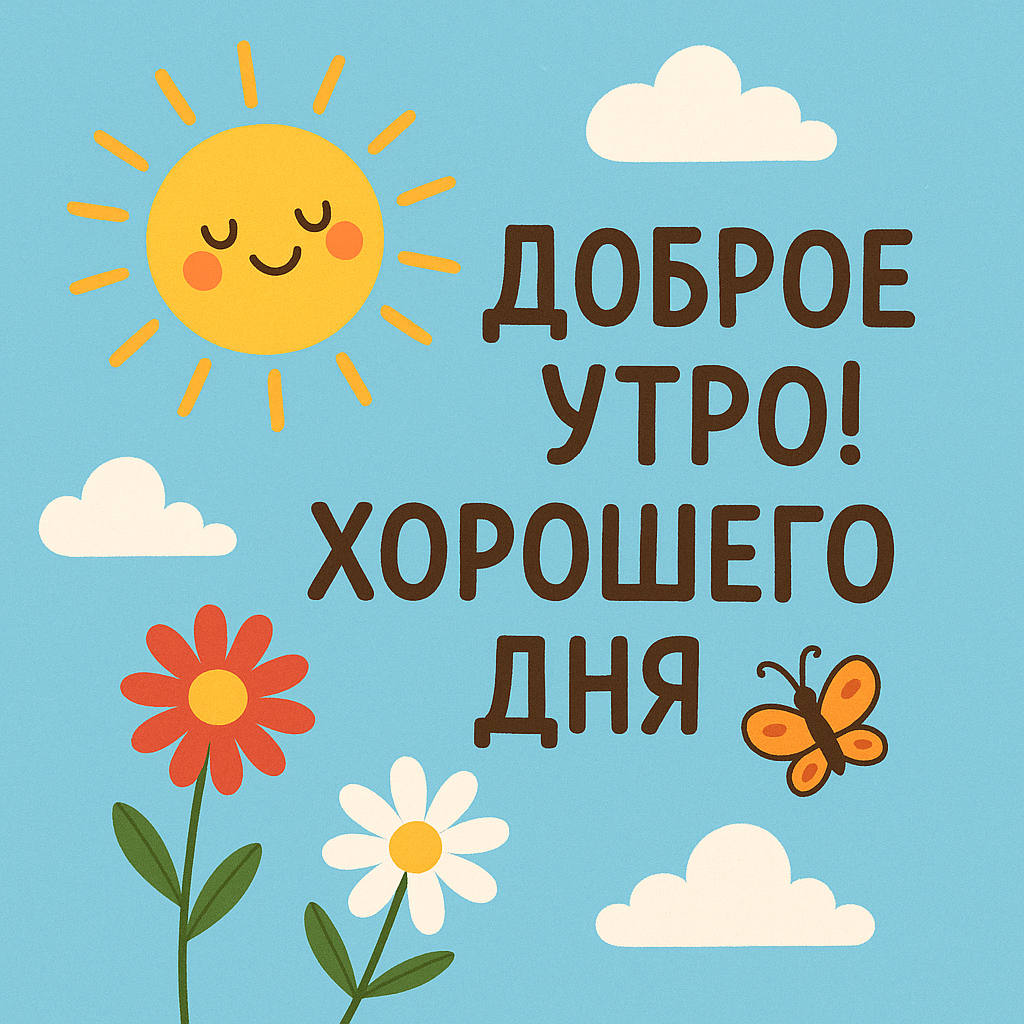 Смешной котенок с надписью "Доброе утро!"